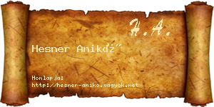 Hesner Anikó névjegykártya